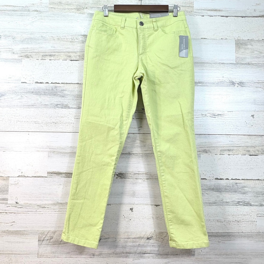 Christopher & Banks Signature Slimming Ankle Jeans Lime Green Modern Fit 4 NEW